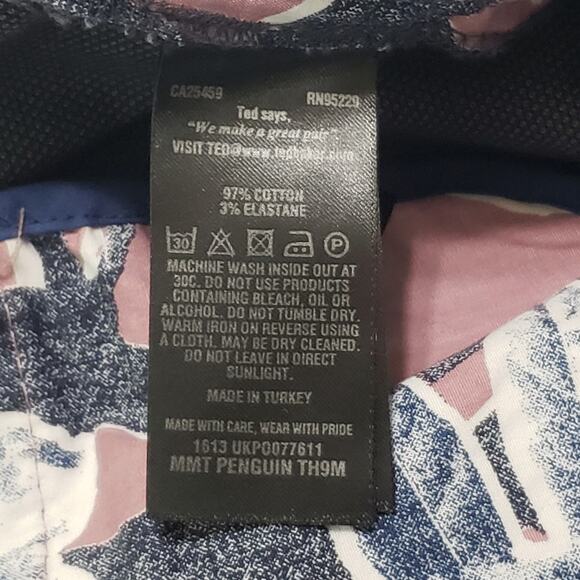 Ted Baker Mens Penguin Dress Pant Navy Blue Dot Texture Sz 36R 32" Inseam Career - Picture 9 of 16